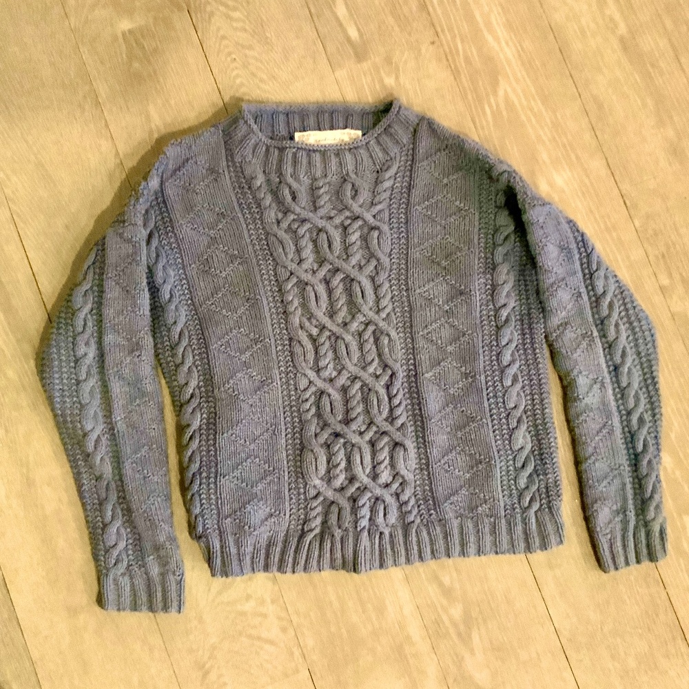 Handknit handmade Wool and Cotton Blend Sweater - Boys Size 12